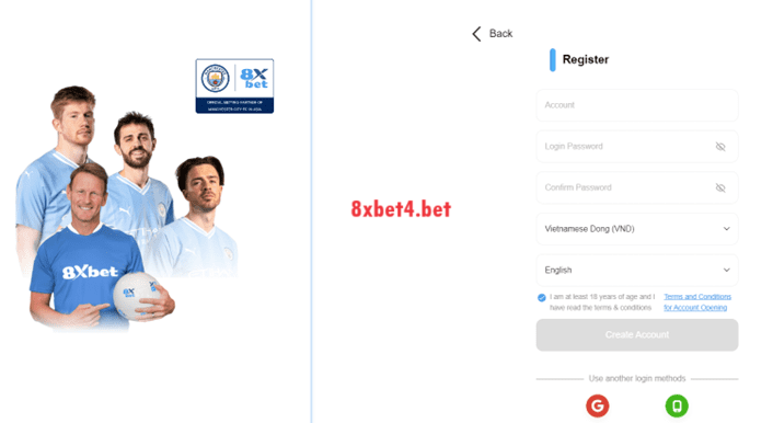 Hướng dẫn đăng ký 8xbet trên máy tính – giao diện biểu mẫu tạo tài khoản 2026